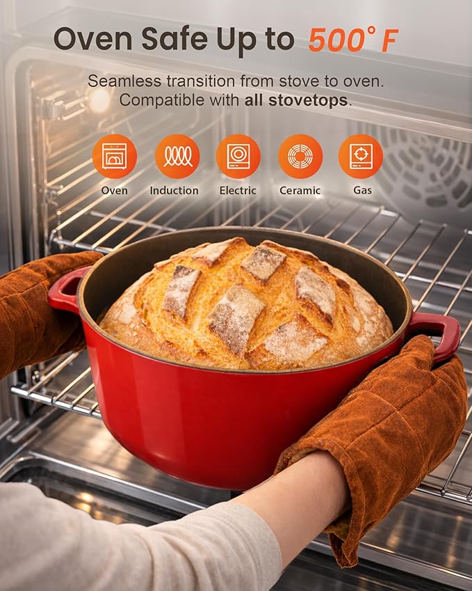 Nuwave 6QT LUX Healthy Enameled Cast Iron Dutch Oven Pot