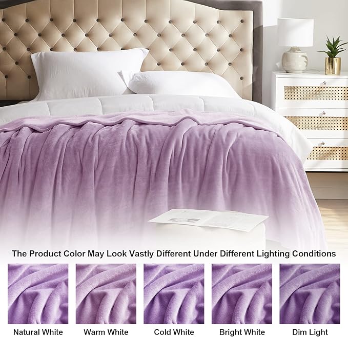 KMUSET Fleece Blanket Throw Size Lilac Lightweight Super Soft Cozy Luxury Bed - Image 7