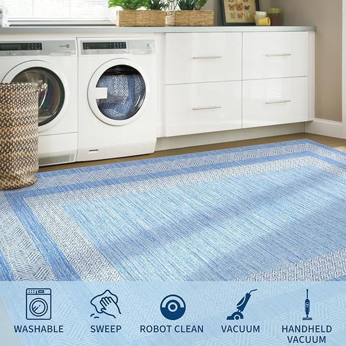 GarveeHome Modern Geometric Area Rug 5x7 Distressed Bordered Washable Non Slip - Image 7