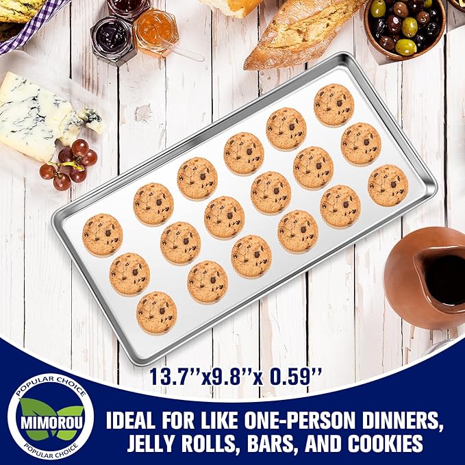 Mimorou 12 Pcs Baking Sheet Stainless Steel Cookie Sheet Small Metal Pans - Image 3