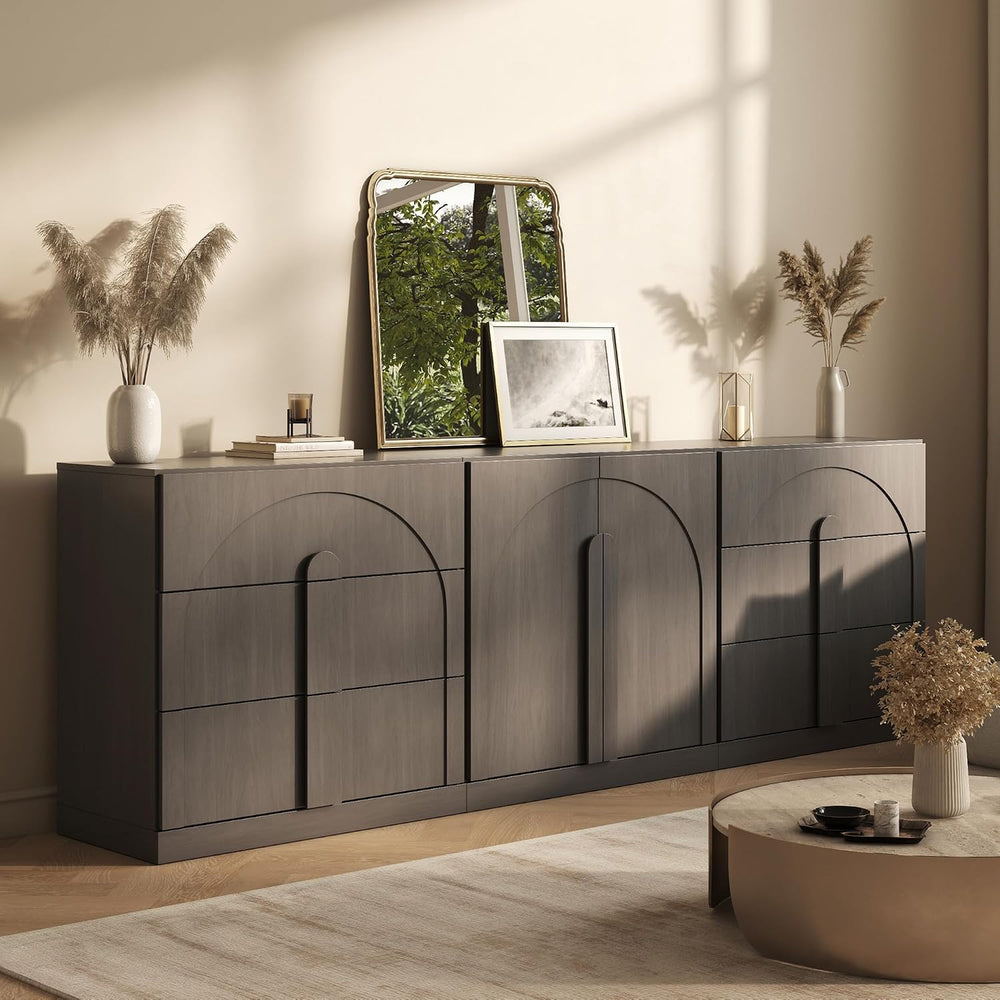 BELLEZE Bijou 3-Piece Modular Sideboard Buffet Cabinet - Ebony