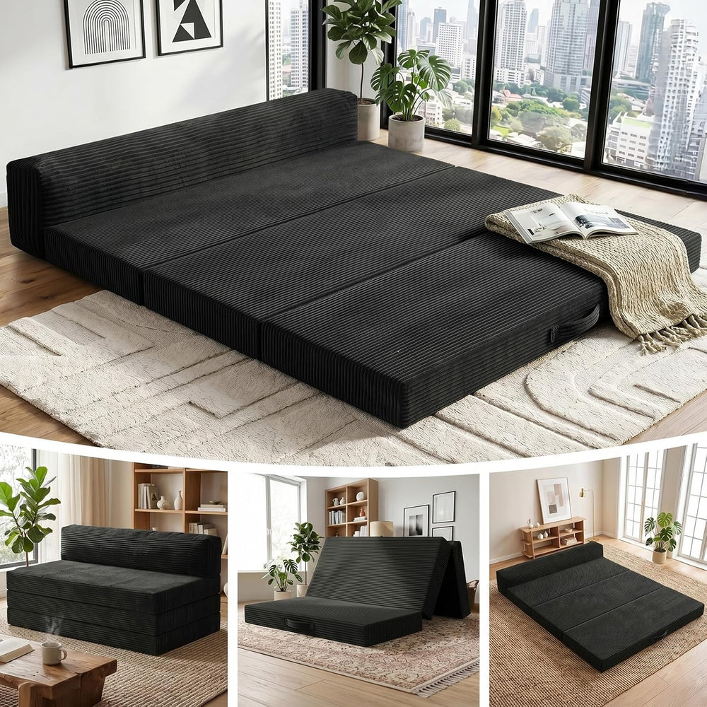 JUIKURY 6 Inch Tri-Fold Memory Foam Mattress Queen Size, 5 in 1 Convertible S...