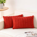 Pack of 2 Christmas Red Corduroy Decorative Throw Pillow Covers 12x24 Inch Soft by Unknown