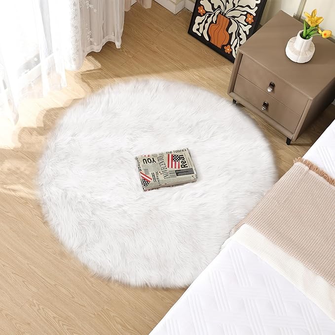 ORINOVA White Fluffy Faux Fur Rugs - Image 7