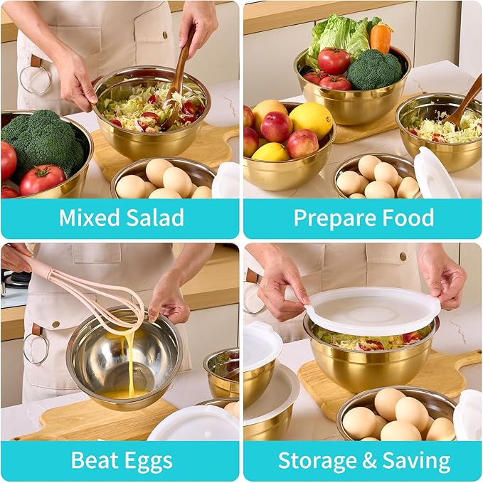 6 Piece Gold Mixing Bowls Set - Image 5