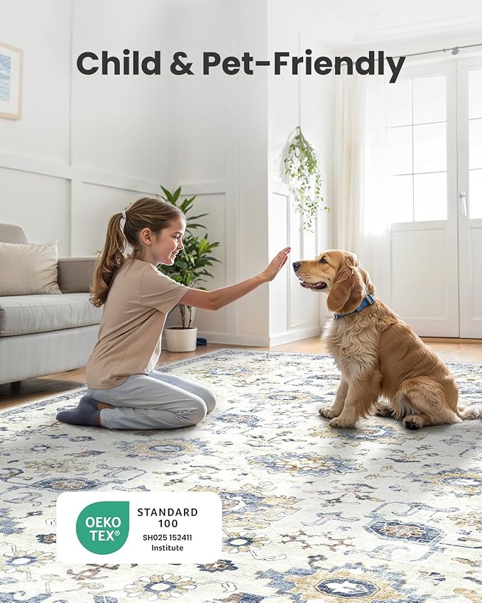 AMADA HOMEFURNISHING 5x7 Area Rugs, Washable Living Room Rug Low-Profile - Image 4