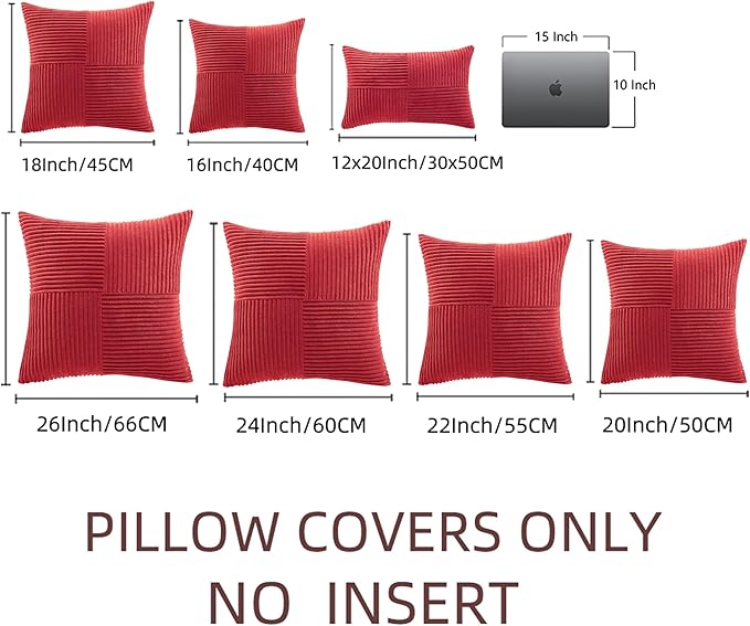 Fancy Homi 2 Packs Red Decorative Throw Pillow Covers 18x18 Inch - Image 8