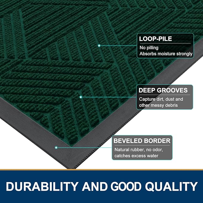 Smiry Front Door Mat Outside Entrance, Heavy Duty Sturdy Natural Rubber Doormat - Image 4