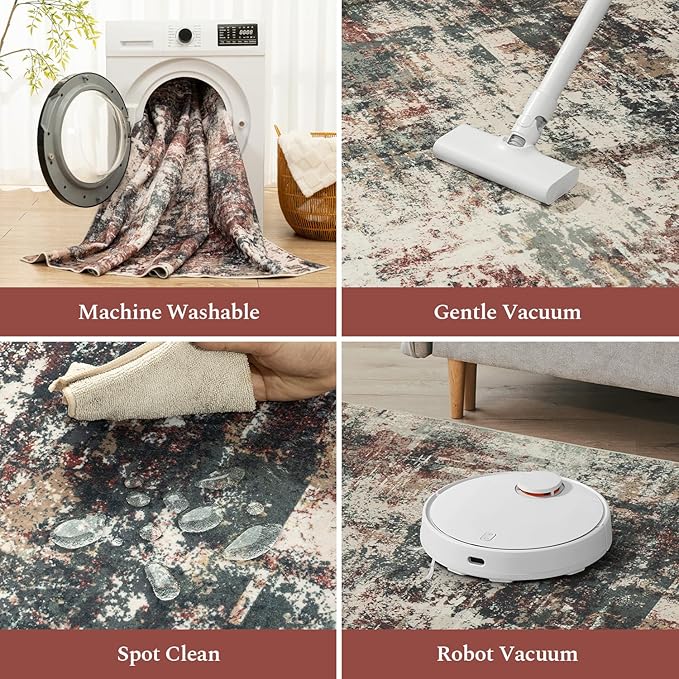 Rugflix 8x10 Area Rugs for Living Room, Washable Large Rug Stain-Resistant Low - Image 4