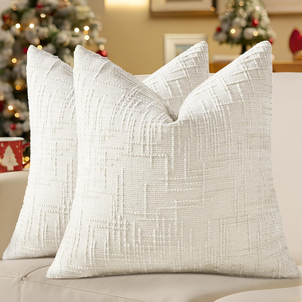 decorUhome Christmas Textured Chenille Throw Pillow Covers 26x26 Set of 2