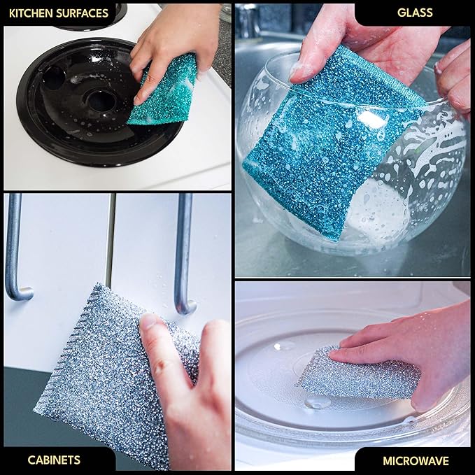 Dish Sponges for Kitchen Non-Scratch Scrub Sponges for Dishes, Stainless Steel