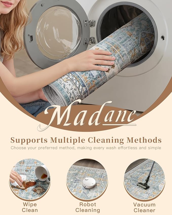 Madane Runner Rug 2'6''x8' Kitchen Runner, Hallway Runner Printed Vintage - Image 11