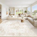 Area Rug 10x14 Washable Rug, Vintage Boho Medallion Rugs Non-Slip Soft Low Pile by VECARF