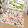 Entryway Rug 2X3 Small Rugs: Floral Washable Door Mat Vintage Soft Low Pile by PLHXFRSoftAreaRugs