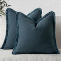 MIULEE Decorative Throw Pillow Covers Neutral Linen Fringe Throw Pillows Euro by MIULEE