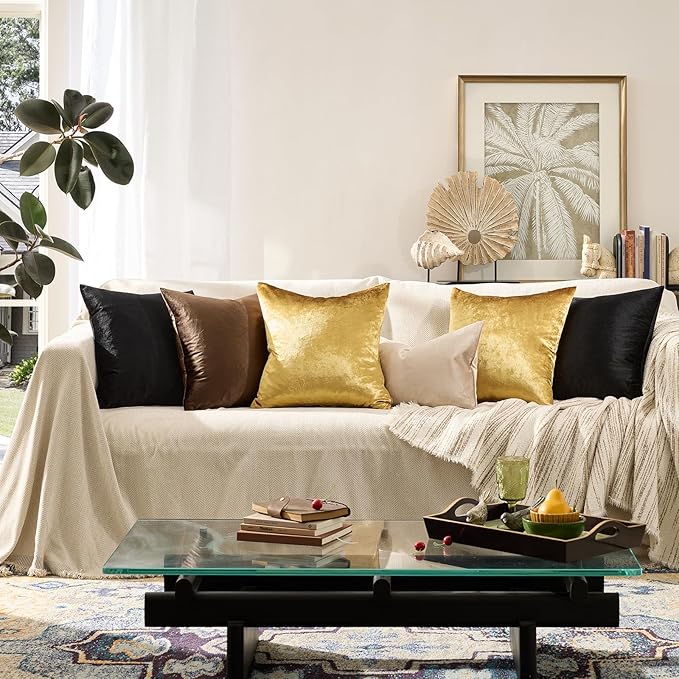 GIGIZAZA Gold Velvet Pillow Covers 16x16 - Image 5