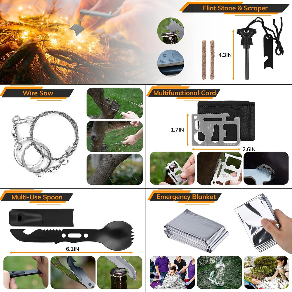 Survival Kit, 250pcs Survival Tools Tactical Gear and Trauma Bag, Survival Fi...