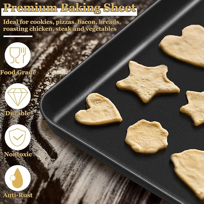 E-far 16x12 Inch Baking Sheet, Non-stick Cookie Sheet Pan - Image 4