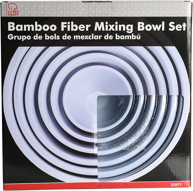 Chef Craft Eco Bamboo Fiber Mixing Bowl Set, 6 Piece Set - Image 2