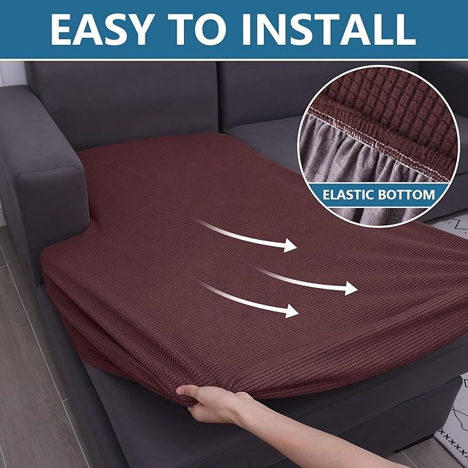 hyha Waterproof Sectional Couch Covers, Non Slip Sofa Couch Cushion Covers L - Image 5