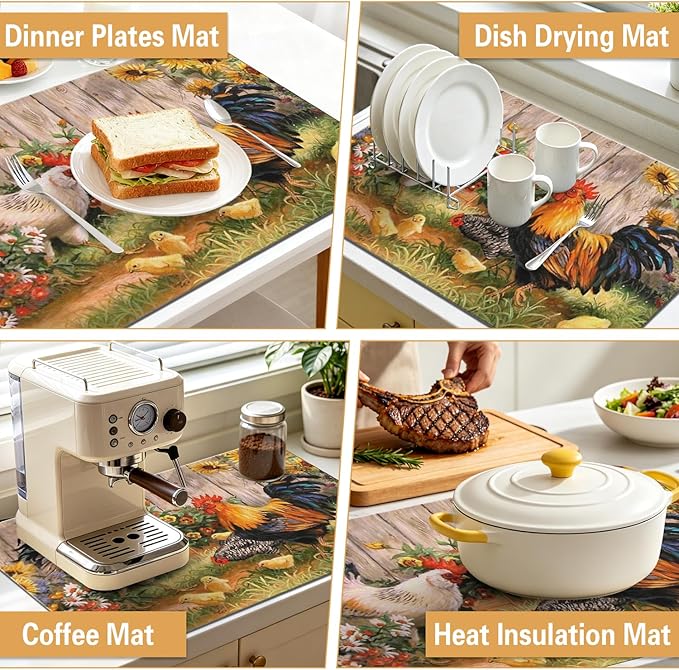Kitchen Countertop Dish Drying Mat, Super Absorbent Coffee Bar Mat - Image 6