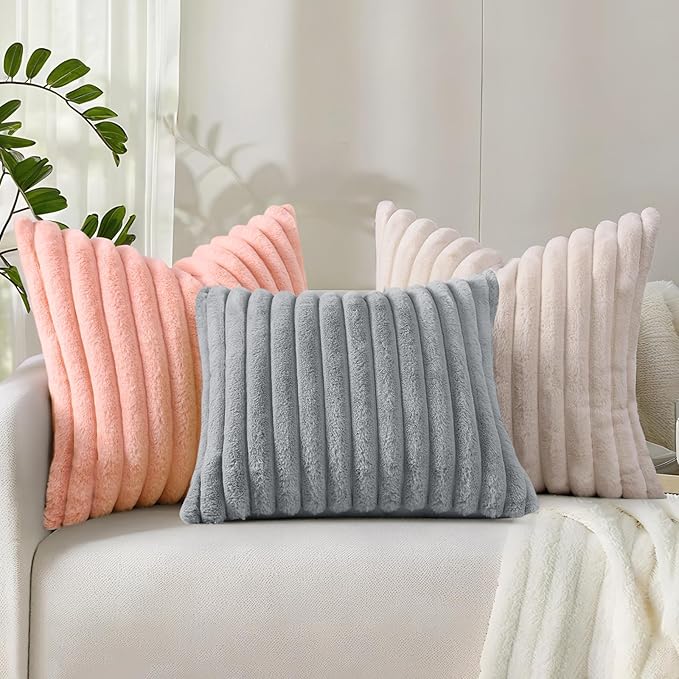 decorUhome Cozy Faux Fur Throw Pillow Covers 26x26 Set of 2 Decorative Soft - Image 9