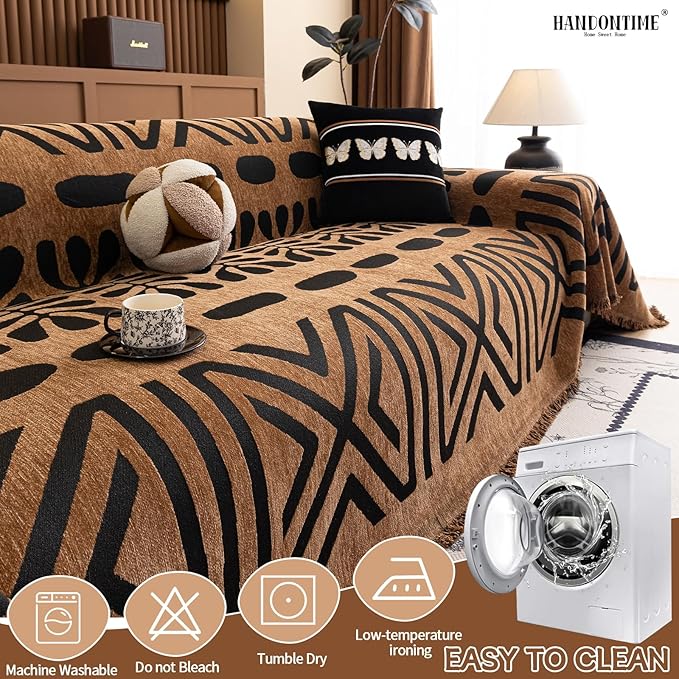 HANDONTIME Boho Couch Cover Geometric Striped Pet Covers - Image 6