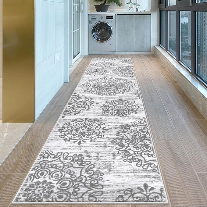 HEBE Hallway Runner Rug 2'8''x12' Washable Vintage Distressed Area Rugs Non - Image 8