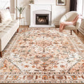 SERISSA Boho 8x10 Area Rugs Peach Cream, Washable Vintage Large Living Room Rug by SERISSAHomeDecorCollection