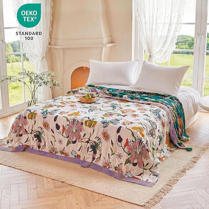 MSGKV Boho Throw Blanket 60"x80" Floral Blanket - Image 6