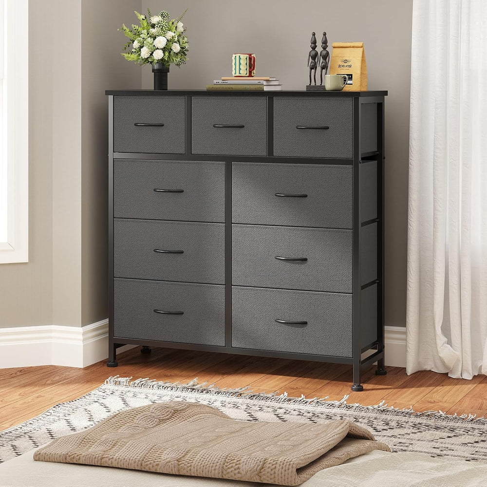 DUMOS 9 Drawer Dresser for Bedroom, Storage Organizer Chest of Drawers