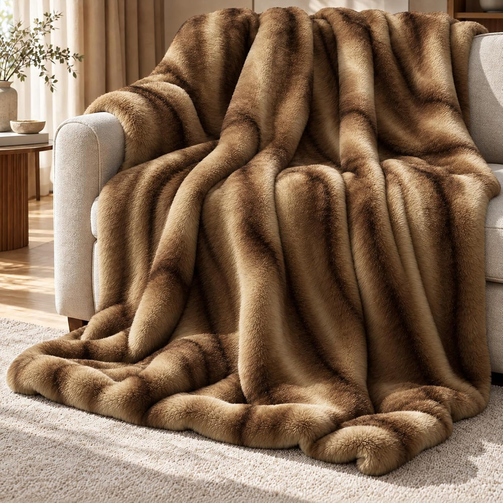 Ultra-Soft Faux Fur Throw Blanket - 60"x80", Brown