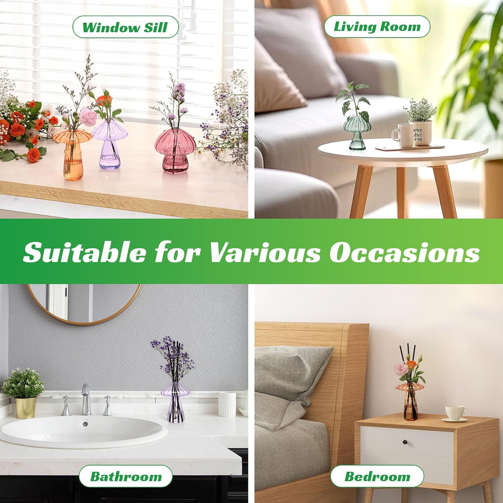 Mushroom Vases Plant Propagation Stations Jars Colored Set of 10