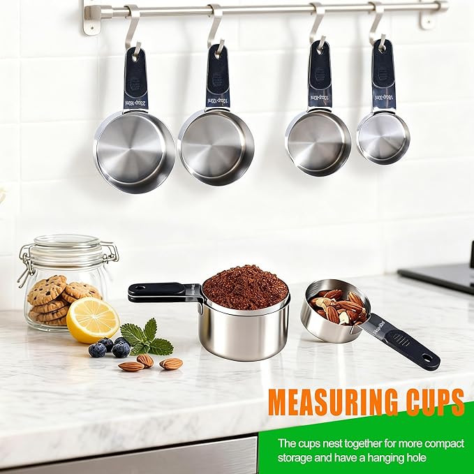 Magnetic Handles 7 Piece Stainless Steel Measuring Cups, Kitchen Gadgets - Image 2