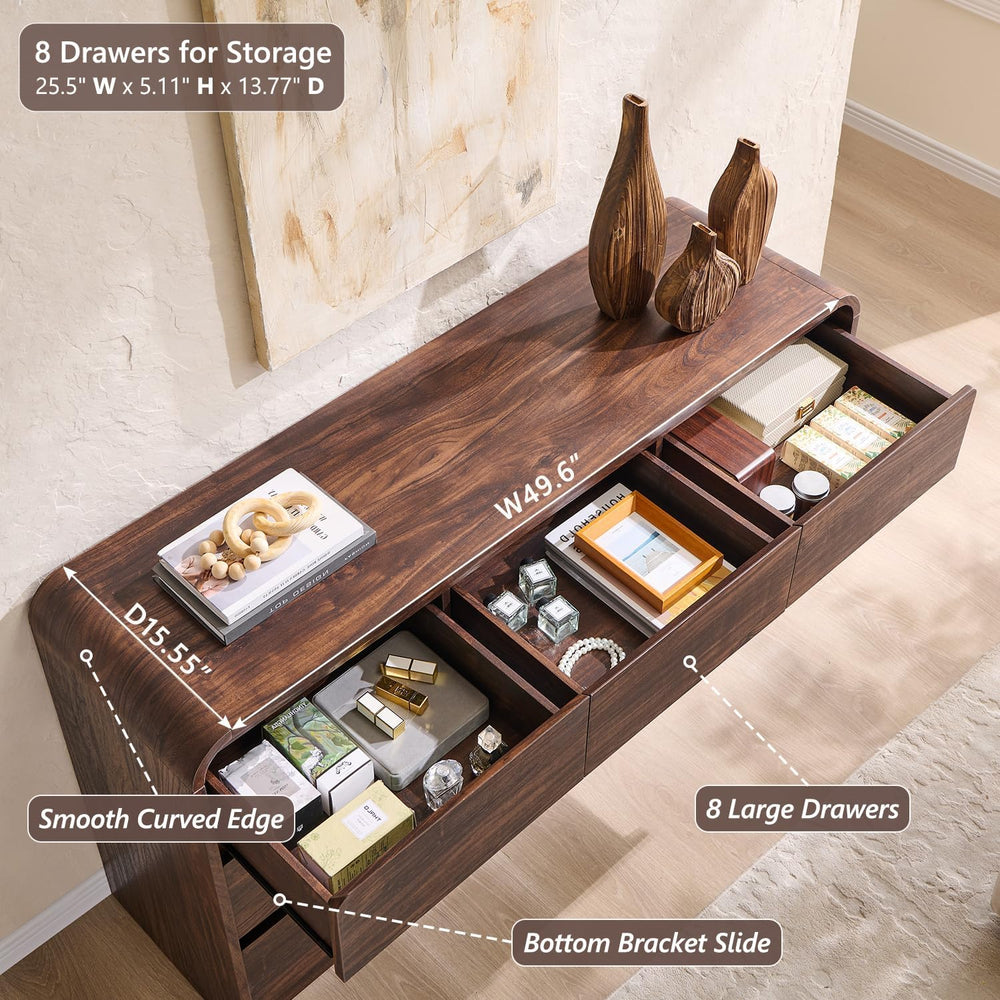 Aitjunz Modern 8 Drawers Dresser for Bedroom, 55" Wide Wood Dressers, Brown