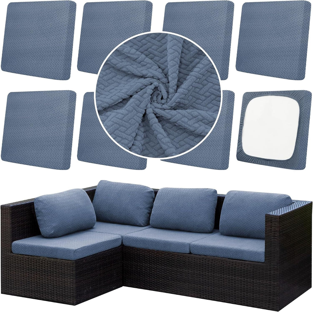 8Pcs Outdoor Cushion Covers, Patio Cushion Covers, Stretch Elastic Slipcovers