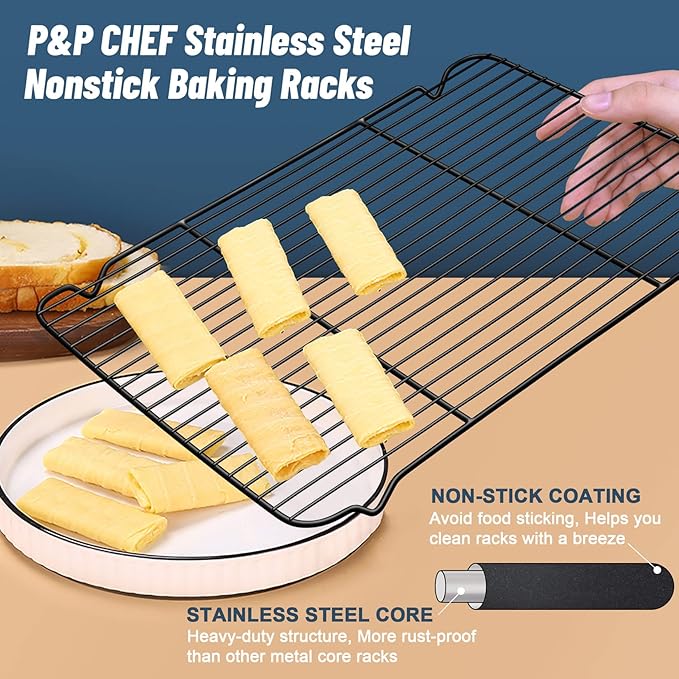 P&P CHEF Cooling Baking Rack Pack of 2, 16.6" x 11.5", Stainless Steel Cooling - Image 3