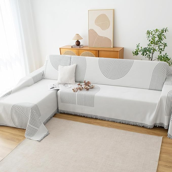 Couch Cover for Dogs, Boho Sofa Covers for 3 Cushion Couch, Chenille Sofa - Image 6