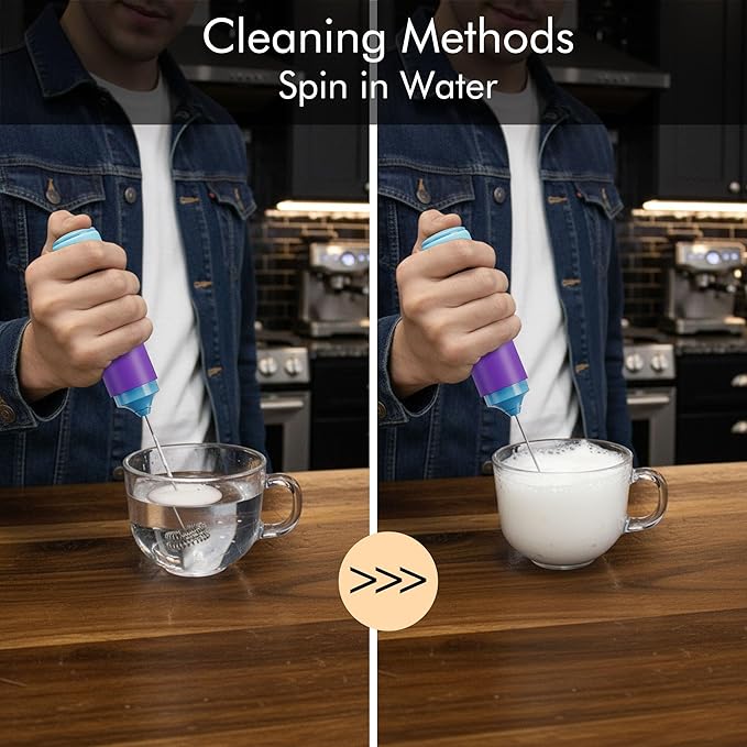 Rechargeable Milk Frother Handheld, 2-IN-1 Dual Spring Whisk Electric Frother - Image 5