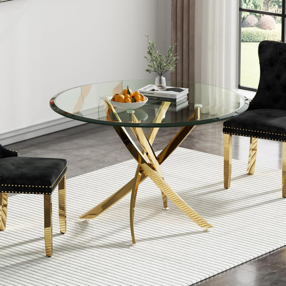 36" Glass Dining Table for 2-4, Modern Dining Room Table with 0.39"...