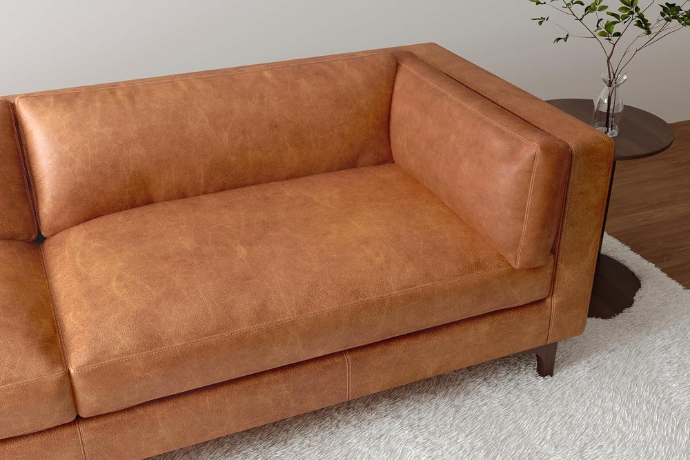 Valencia Mary Leather Couch 93" | Top Grain Nappa 11000 Leather Wide Sea...