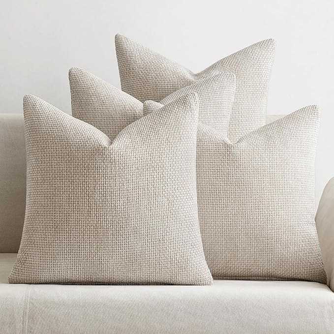MIULEE Pack of 4 Couch Throw Pillow Covers 16x16 Inch Cream Soft Decorative by MIULEE