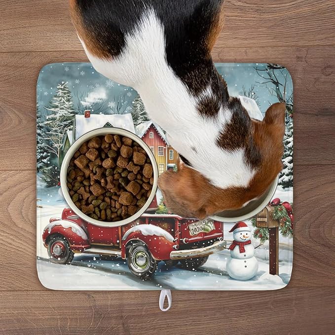 Christmas Dish Drying Mat for Kitchen Counter 18x16 Inch Xmas Red Truck Drying - Image 8