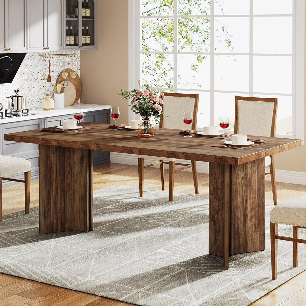 Tribesigns 63-inch Dining Table for 4-6, Farmhouse Kitchen Table with Large T...