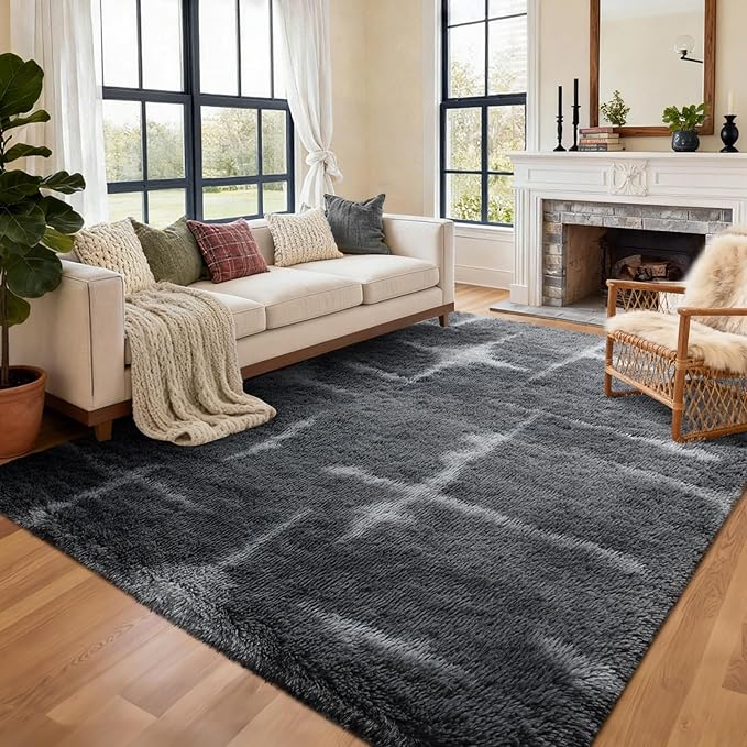 Area Rugs for Living Room, 5x7 Feet Soft Fluffy Shagg Plush Rug High Pile by Cuzwlovita
