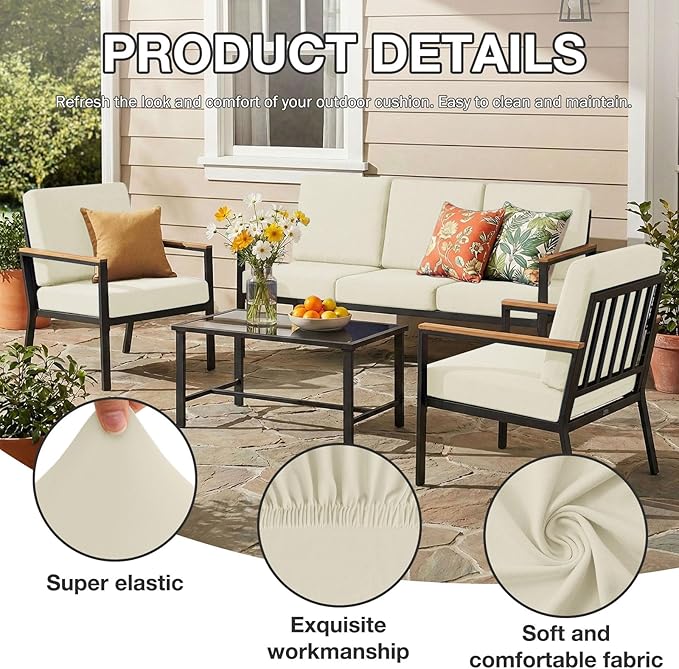 hyha 8Pcs Patio Cushion Covers, Stretch Outdoor Couch Cushion Covers Replacement - Image 3