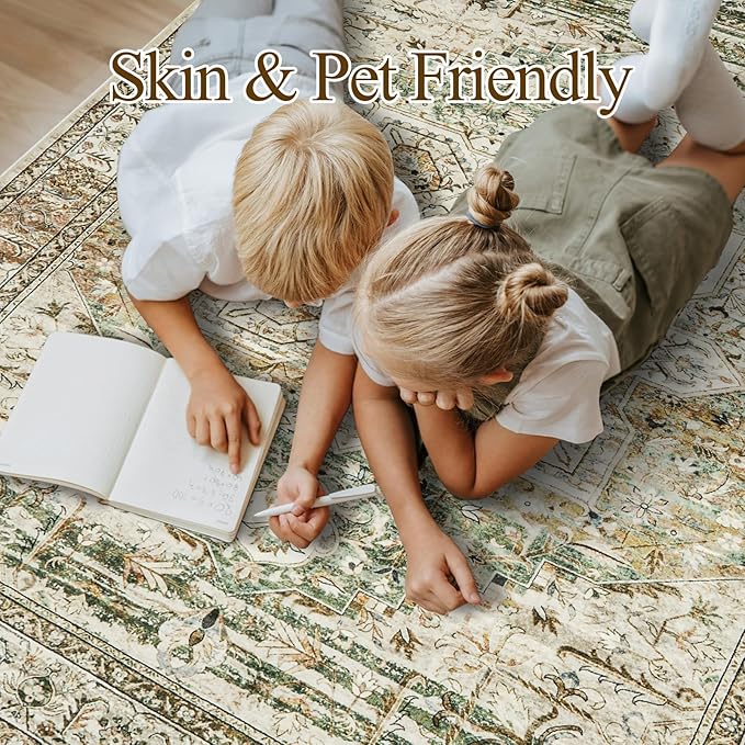 9x12 Area Rugs for Living Room, Non Slip Machine Washable Vintage Rugs - Image 3