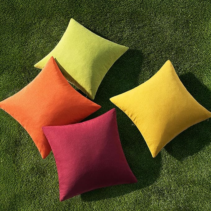 MIULEE Pack of 4 Decorative Outdoor Throw Pillow Covers Linen Waterproof Pillow - Image 4