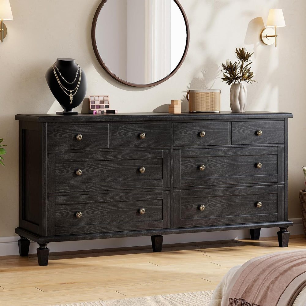 Garvee 8 Drawer Dresser for Bedroom, 59" Vintage Dresser, Black