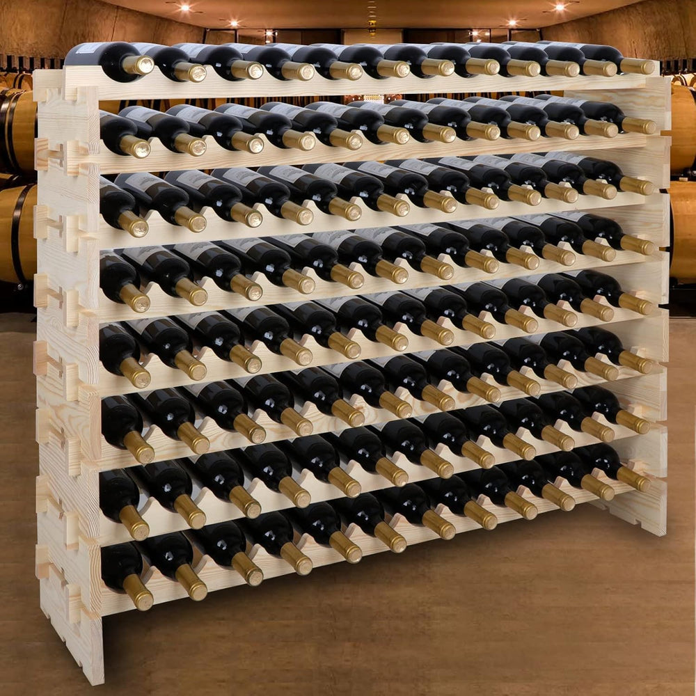 96 Bottle Modular Wine Rack Freestanding Floor Wine Holder, Stackable Wine St...